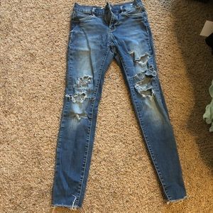 Blue Ripped jeans with stretch for kids